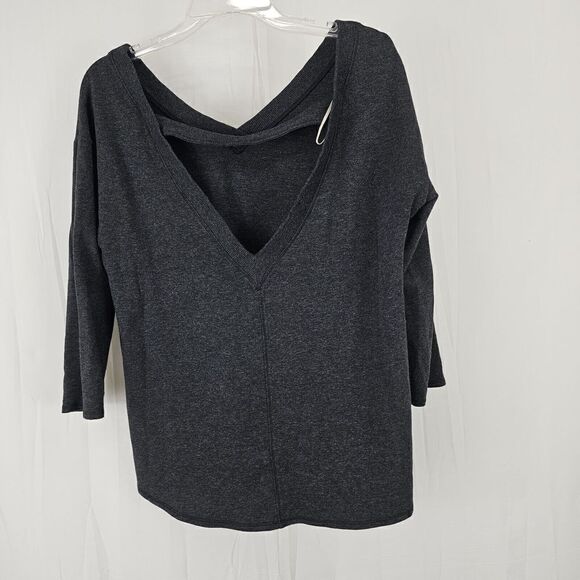 Calia Gray Effortless V-neck V-back Cutout 3/4 Sleeve Top Womens Size Small - Picture 3 of 7